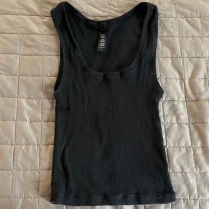 Skims Ribbed Cotton Blend Jersey Tank in Black, size S